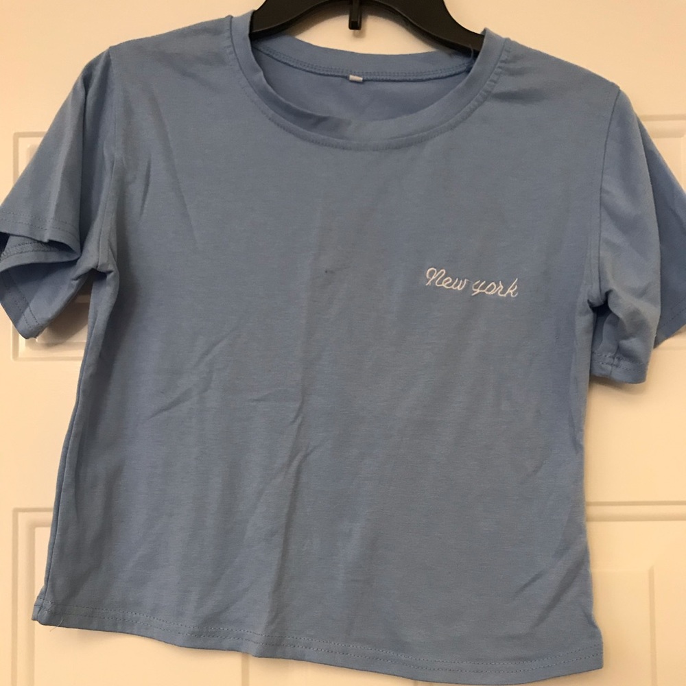 Baby Blue Soft Cropped Tee